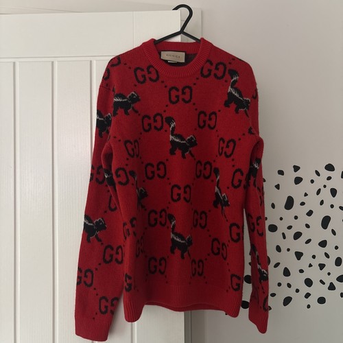 Gucci red skunk intarsia - gucci,