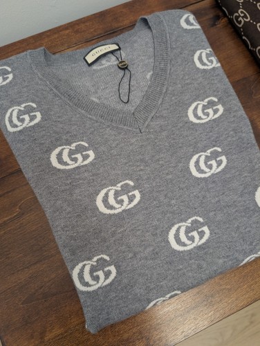 Gucci mens grey neck jumper - mens,