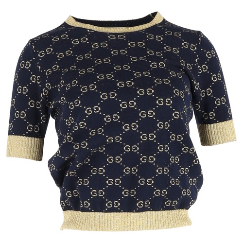 Gucci lamé top navy - gucci, gg